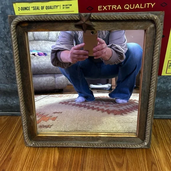 Rustic Square Rope Mirror - Picture 2 of 2